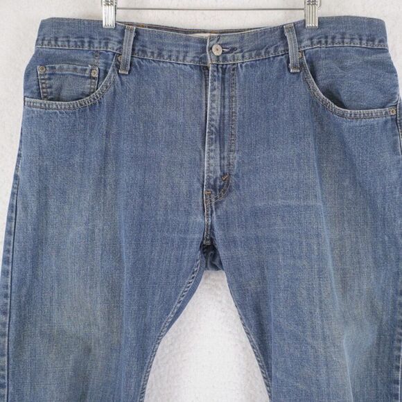 Levi's 505 Straight Fit Blue Denim Stone Wash Mid‎ Rise Jeans 39/29 Tag 38/30 - Picture 2 of 8